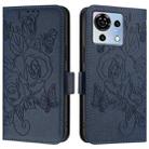 For ZTE Blade V50 Vita Embossed Rose RFID Anti-theft Leather Phone Case(Dark Blue) - 2