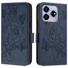 For ZTE Axon 60 4G Embossed Rose RFID Anti-theft Leather Phone Case(Dark Blue) - 2