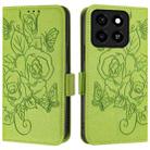 For ZTE Blade A35 / A55 Embossed Rose RFID Anti-theft Leather Phone Case(Green) - 3