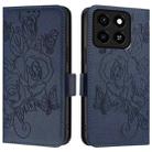 For ZTE Blade A35 / A55 Embossed Rose RFID Anti-theft Leather Phone Case(Dark Blue) - 3