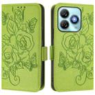 For ZTE Blade A75 4G Embossed Rose RFID Anti-theft Leather Phone Case(Green) - 2