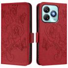 For ZTE Blade A75 4G Embossed Rose RFID Anti-theft Leather Phone Case(Red) - 2