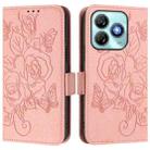 For ZTE Blade A75 4G Embossed Rose RFID Anti-theft Leather Phone Case(Pink) - 2