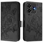 For ZTE Blade V60 Vita / V60 Design Embossed Rose RFID Anti-theft Leather Phone Case(Black) - 2