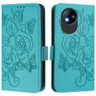 For ZTE Blade A35 Lite Embossed Rose RFID Anti-theft Leather Phone Case(Light Blue) - 2