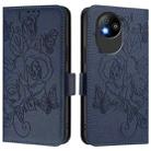 For ZTE Blade A35 Lite Embossed Rose RFID Anti-theft Leather Phone Case(Dark Blue) - 2