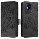 For ZTE Blade A35 Lite Embossed Rose RFID Anti-theft Leather Phone Case(Black) - 2