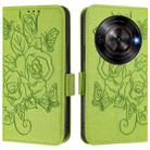 For ZTE Blade A75 5G Embossed Rose RFID Anti-theft Leather Phone Case(Green) - 2