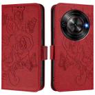 For ZTE Blade A75 5G Embossed Rose RFID Anti-theft Leather Phone Case(Red) - 2