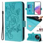 For ZTE Blade A75 5G Embossed Rose RFID Anti-theft Leather Phone Case(Light Blue) - 1