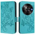 For ZTE Blade A75 5G Embossed Rose RFID Anti-theft Leather Phone Case(Light Blue) - 2