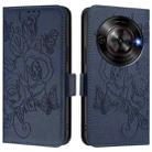 For ZTE Blade A75 5G Embossed Rose RFID Anti-theft Leather Phone Case(Dark Blue) - 2