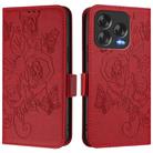 For ZTE Blade V70 Design Embossed Rose RFID Anti-theft Leather Phone Case(Red) - 2