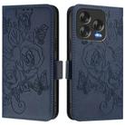 For ZTE Blade V70 Design Embossed Rose RFID Anti-theft Leather Phone Case(Dark Blue) - 2