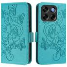 For ZTE Blade V70 Embossed Rose RFID Anti-theft Leather Phone Case(Light Blue) - 2
