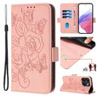 For ZTE Blade V70 Embossed Rose RFID Anti-theft Leather Phone Case(Pink) - 1