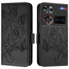 For ZTE nubia Z60 Ultra Embossed Rose RFID Anti-theft Leather Phone Case(Black) - 1