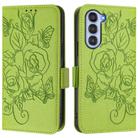 For ZTE nubia S 5G A403ZT Embossed Rose RFID Anti-theft Leather Phone Case(Green) - 2