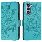 For ZTE nubia S 5G A403ZT Embossed Rose RFID Anti-theft Leather Phone Case(Light Blue) - 2