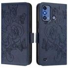 For ZTE Blade A53 Pro Embossed Rose RFID Anti-theft Leather Phone Case(Dark Blue) - 2