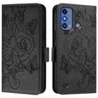 For ZTE Blade A53 Pro Embossed Rose RFID Anti-theft Leather Phone Case(Black) - 2