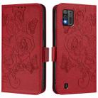 For ZTE Blade A52 Lite Embossed Rose RFID Anti-theft Leather Phone Case(Red) - 2