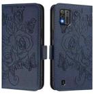 For ZTE Blade A52 Lite Embossed Rose RFID Anti-theft Leather Phone Case(Dark Blue) - 2