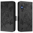For ZTE Blade A52 Lite Embossed Rose RFID Anti-theft Leather Phone Case(Black) - 2