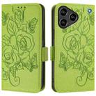 For ZTE Blade A76 4G Embossed Rose RFID Anti-theft Leather Phone Case(Green) - 2