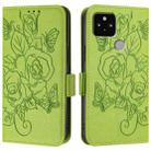 For Google Pixel 5 Embossed Rose RFID Anti-theft Leather Phone Case(Green) - 2