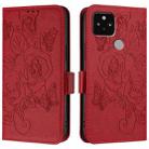 For Google Pixel 5 Embossed Rose RFID Anti-theft Leather Phone Case(Red) - 2