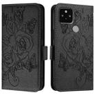 For Google Pixel 5 Embossed Rose RFID Anti-theft Leather Phone Case(Black) - 2