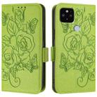 For Google Pixel 5 XL / 4a 5G Embossed Rose RFID Anti-theft Leather Phone Case(Green) - 2