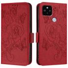 For Google Pixel 5 XL / 4a 5G Embossed Rose RFID Anti-theft Leather Phone Case(Red) - 2
