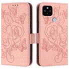 For Google Pixel 5 XL / 4a 5G Embossed Rose RFID Anti-theft Leather Phone Case(Pink) - 2