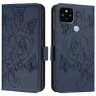 For Google Pixel 5 XL / 4a 5G Embossed Rose RFID Anti-theft Leather Phone Case(Dark Blue) - 2