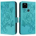 For Google Pixel 5a Embossed Rose RFID Anti-theft Leather Phone Case(Light Blue) - 2