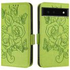 For Google Pixel 6 Embossed Rose RFID Anti-theft Leather Phone Case(Green) - 2