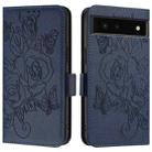 For Google Pixel 6 Embossed Rose RFID Anti-theft Leather Phone Case(Dark Blue) - 2
