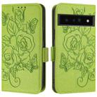 For Google Pixel 6 Pro Embossed Rose RFID Anti-theft Leather Phone Case(Green) - 2