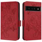 For Google Pixel 6 Pro Embossed Rose RFID Anti-theft Leather Phone Case(Red) - 2