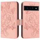 For Google Pixel 6 Pro Embossed Rose RFID Anti-theft Leather Phone Case(Pink) - 2