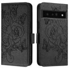 For Google Pixel 6 Pro Embossed Rose RFID Anti-theft Leather Phone Case(Black) - 2