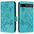 For Google Pixel 6a Embossed Rose RFID Anti-theft Leather Phone Case(Light Blue) - 2
