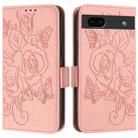 For Google Pixel 6a Embossed Rose RFID Anti-theft Leather Phone Case(Pink) - 2