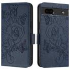 For Google Pixel 6a Embossed Rose RFID Anti-theft Leather Phone Case(Dark Blue) - 2
