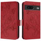 For Google Pixel 7 Embossed Rose RFID Anti-theft Leather Phone Case(Red) - 2