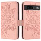 For Google Pixel 7 Embossed Rose RFID Anti-theft Leather Phone Case(Pink) - 2