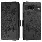 For Google Pixel 7 Embossed Rose RFID Anti-theft Leather Phone Case(Black) - 2