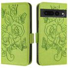 For Google Pixel 7 Pro Embossed Rose RFID Anti-theft Leather Phone Case(Green) - 2